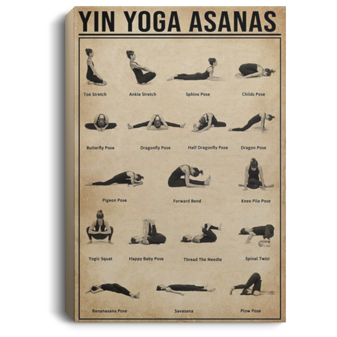 200818EE Yin Yoga Asanas Canvas Art Wall Decor Perfect Birthday Christmas Ideas Great Gift Decoration 8x12 12x18 16x24