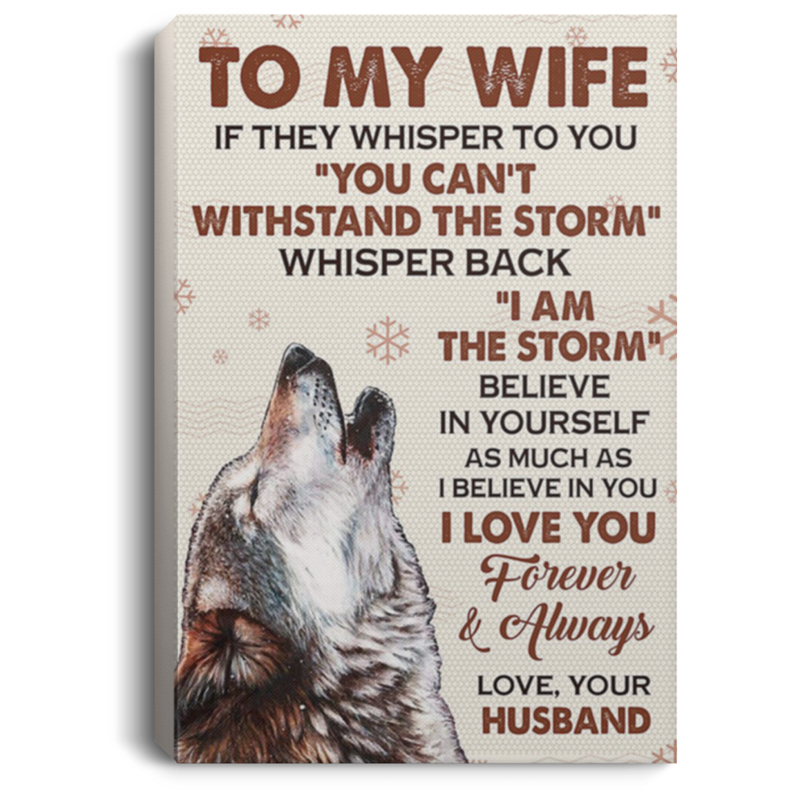 200813BB To My Wife From Husband Wife Wolf Canvas Inspirational Wall Art Perfect Birthday Christmas Ideas Great Gift Decoration 8x12 12x18 16x24