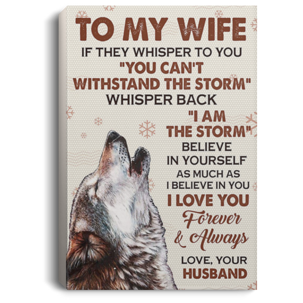 200813BB To My Wife From Husband Wife Wolf Canvas Inspirational Wall Art Perfect Birthday Christmas Ideas Great Gift Decoration 8x12 12x18 16x24