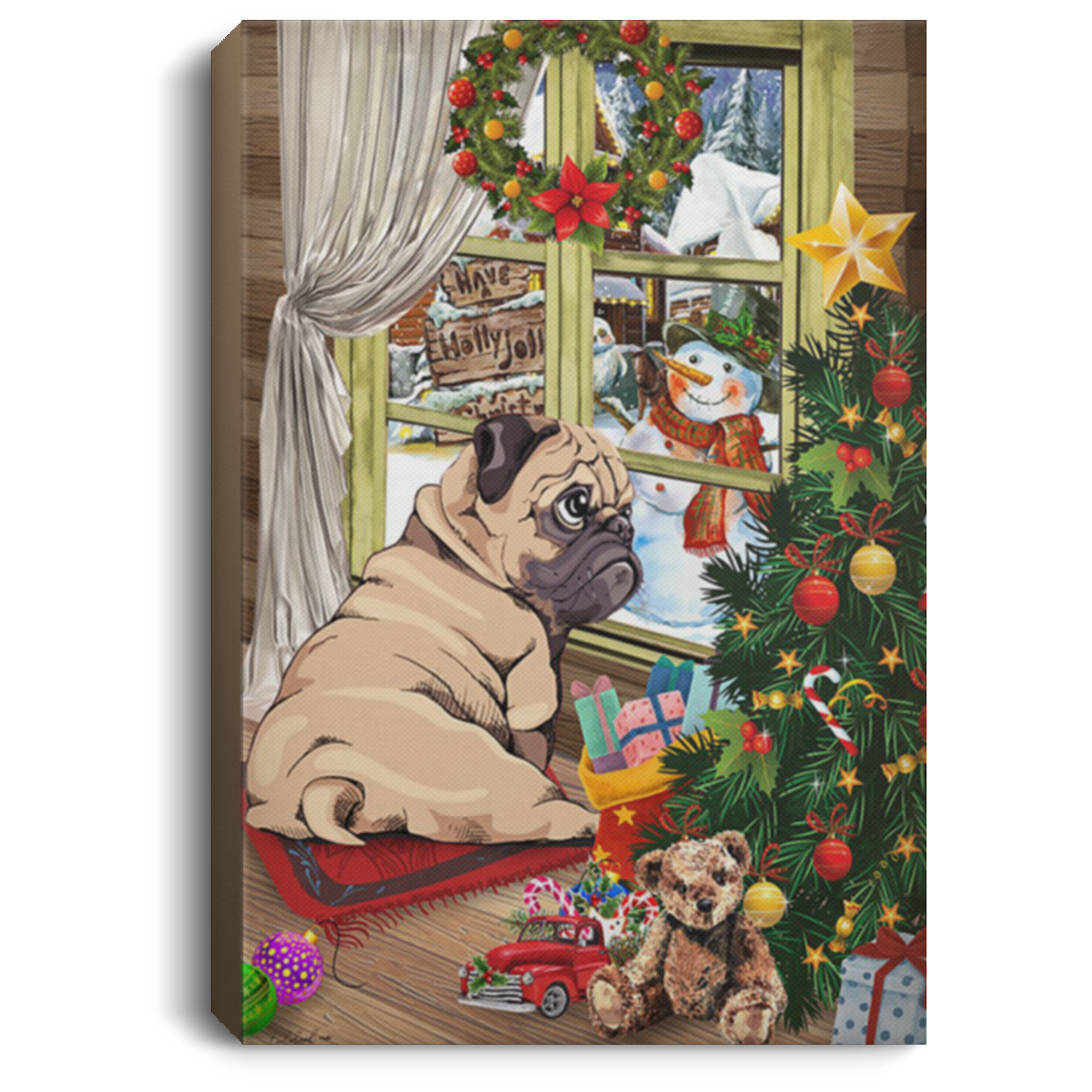 200822H Pug Wall Art Canvas For Living Room Bedroom Office Birthday Christmas Gag Gift For Men Women Wrapped Ready To Hang 8x12 12x18 16x24