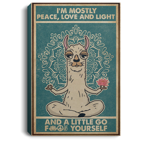 200818EE I'm Mostly Peace Love And Light Llama Yoga Canvas Wall Art Print Perfect Birthday Christmas Ideas Great Gift Decoration 8x12 12x18 16x24