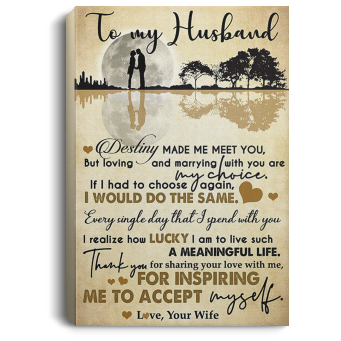 200813BB To My Husband From Wife Gallery Wrapped Framed Canvas Poster Awesome Birthday Christmas Ideas Great Gift Decoration 8x12 12x18 16x24
