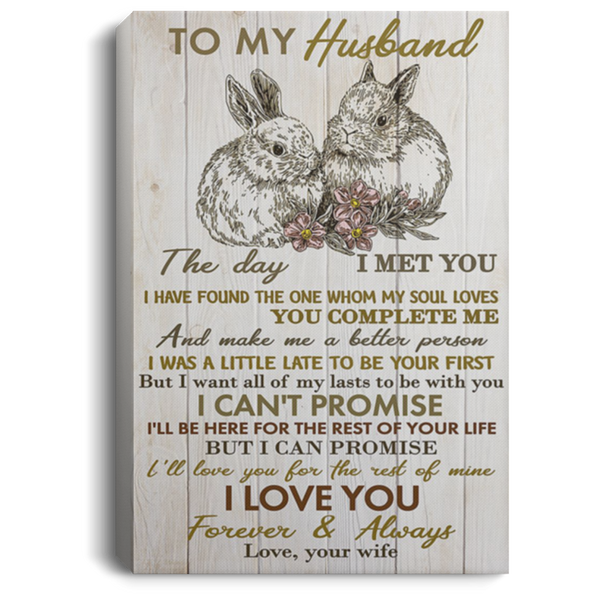 200813BB To My Husband I Have Found The One Whom My Soul Loves Rabbit Family Inspirational Wall Art Canvas From Wife 8x12 12x18 16x24