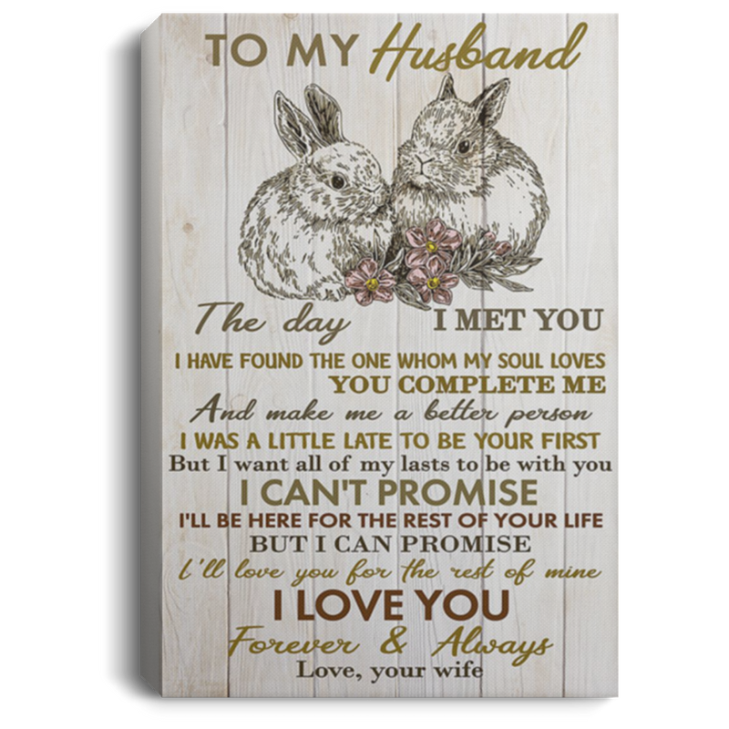 200813BB To My Husband I Have Found The One Whom My Soul Loves Rabbit Family Inspirational Wall Art Canvas From Wife 8x12 12x18 16x24