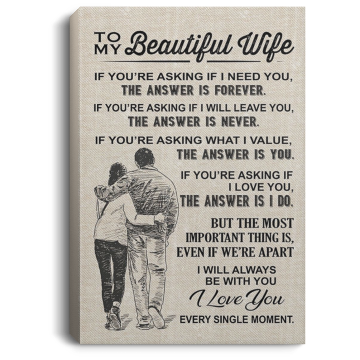 200813BB Canvas Inspirational Wall Art To My Beautiful Wife Poster From Husband Birthday Anniversary Christmas Ideas Great Gift Decoration 8x12 12x18 16x24