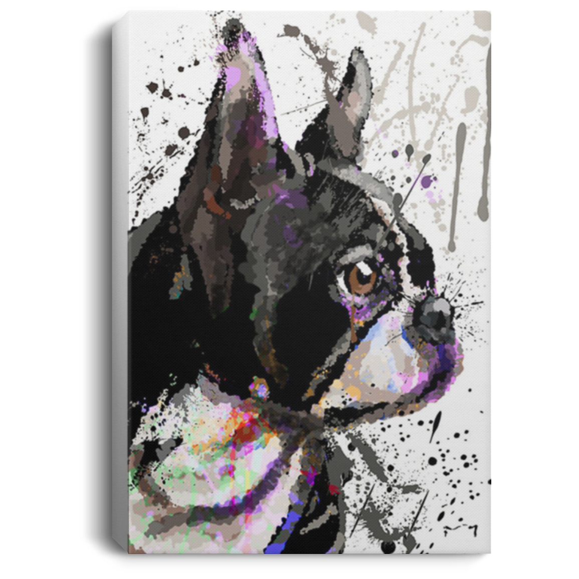 200825G Boston Terrier Gallery Wrapped Framed Canvas Awesome Birthday Christmas Ideas Great Gift Decoration 8x12 12x18 16x24