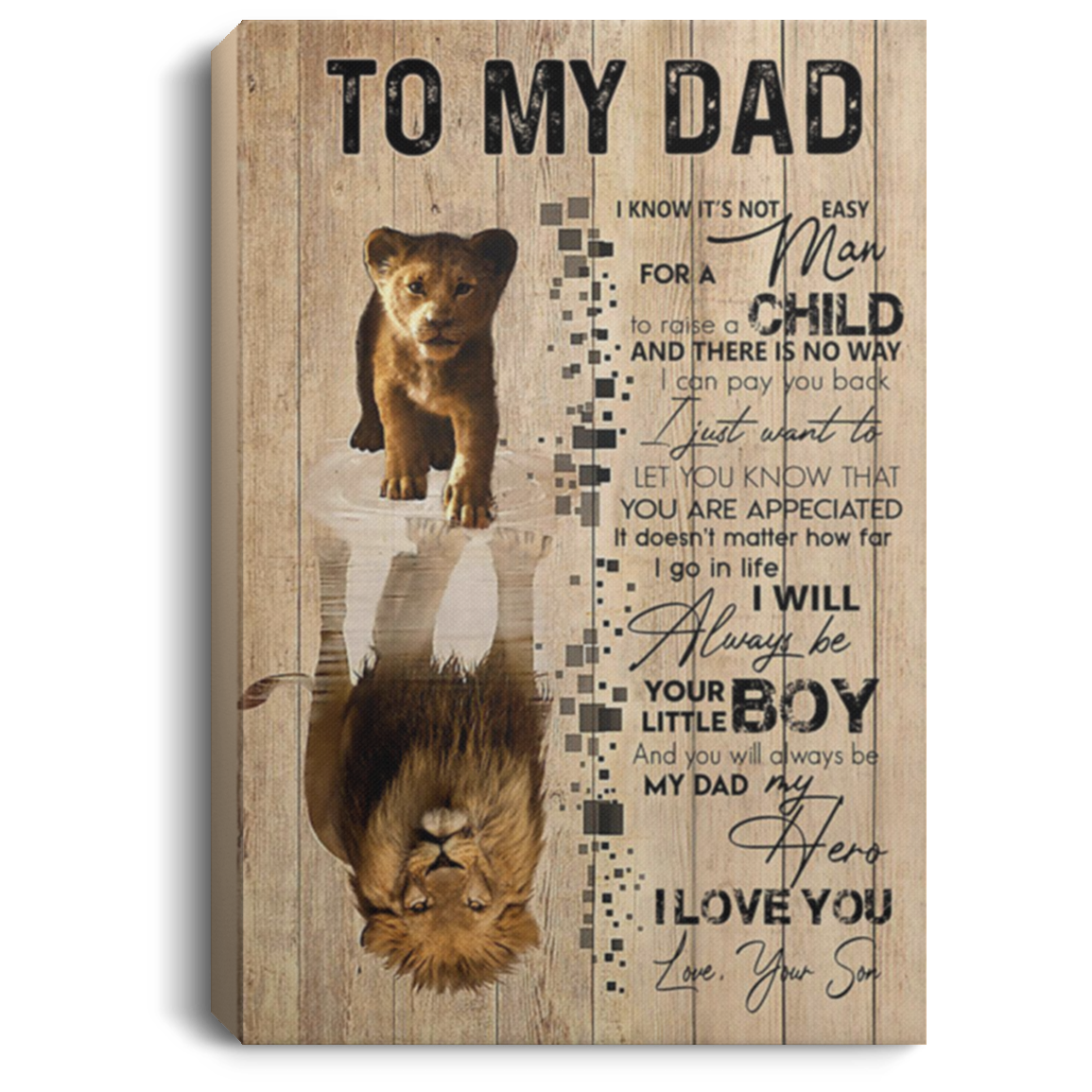 200813BB Lion Dad Wrapped Framed Canvas Wall Art From Son Awesome Birthday Christmas Ideas Great Gift Decoration 8x12 12x18 16x24