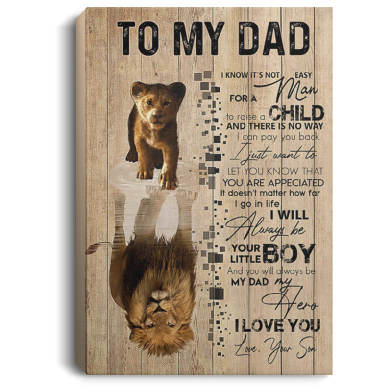 200813BB Lion Dad Wrapped Framed Canvas Wall Art From Son Awesome Birthday Christmas Ideas Great Gift Decoration 8x12 12x18 16x24