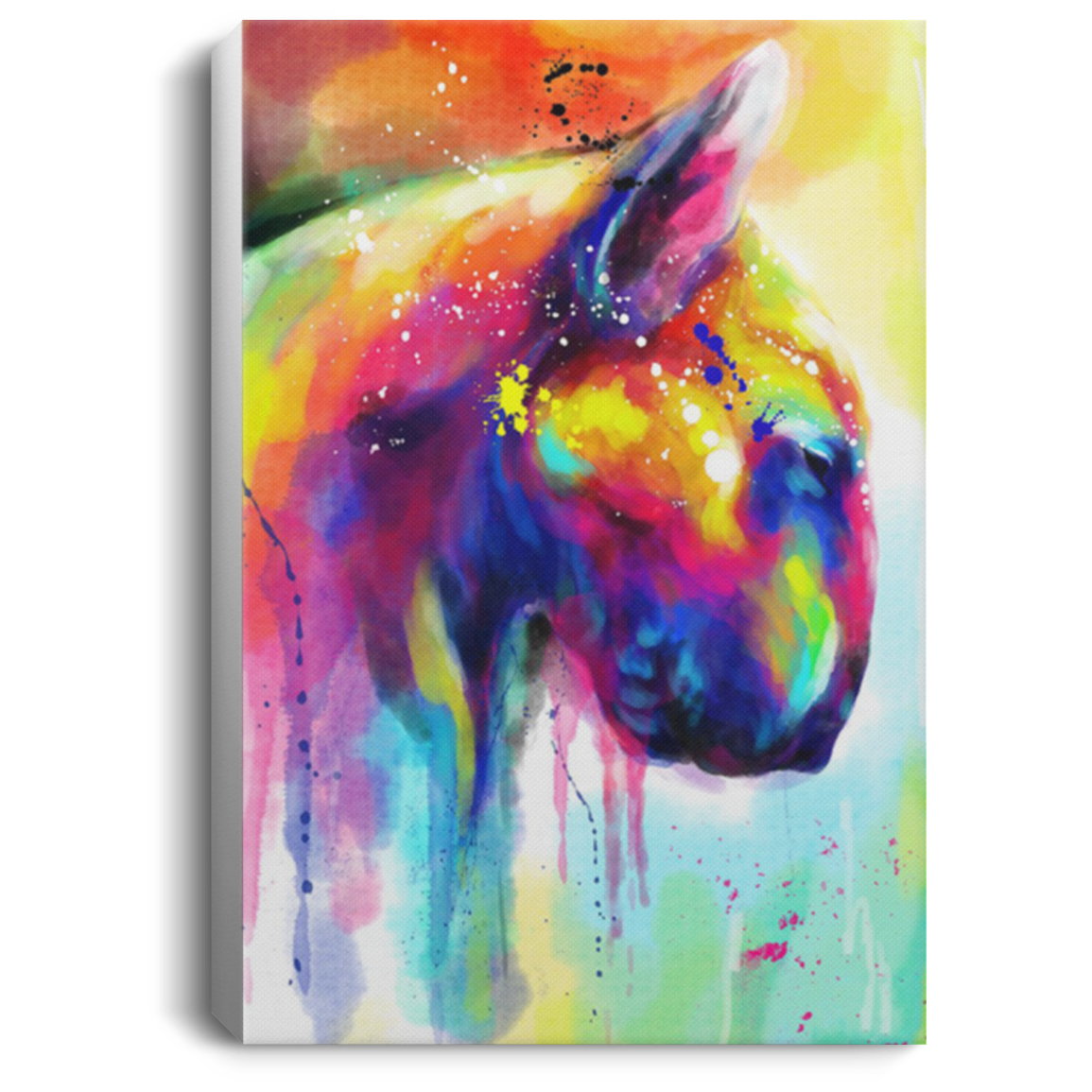 200822H Bull Terrier Dog Poster Water Color Canvas Wall Art Funny Gift For Men Women On Birthday Christmas Wrapped Ready To Hang 8x12 12x18 16x24