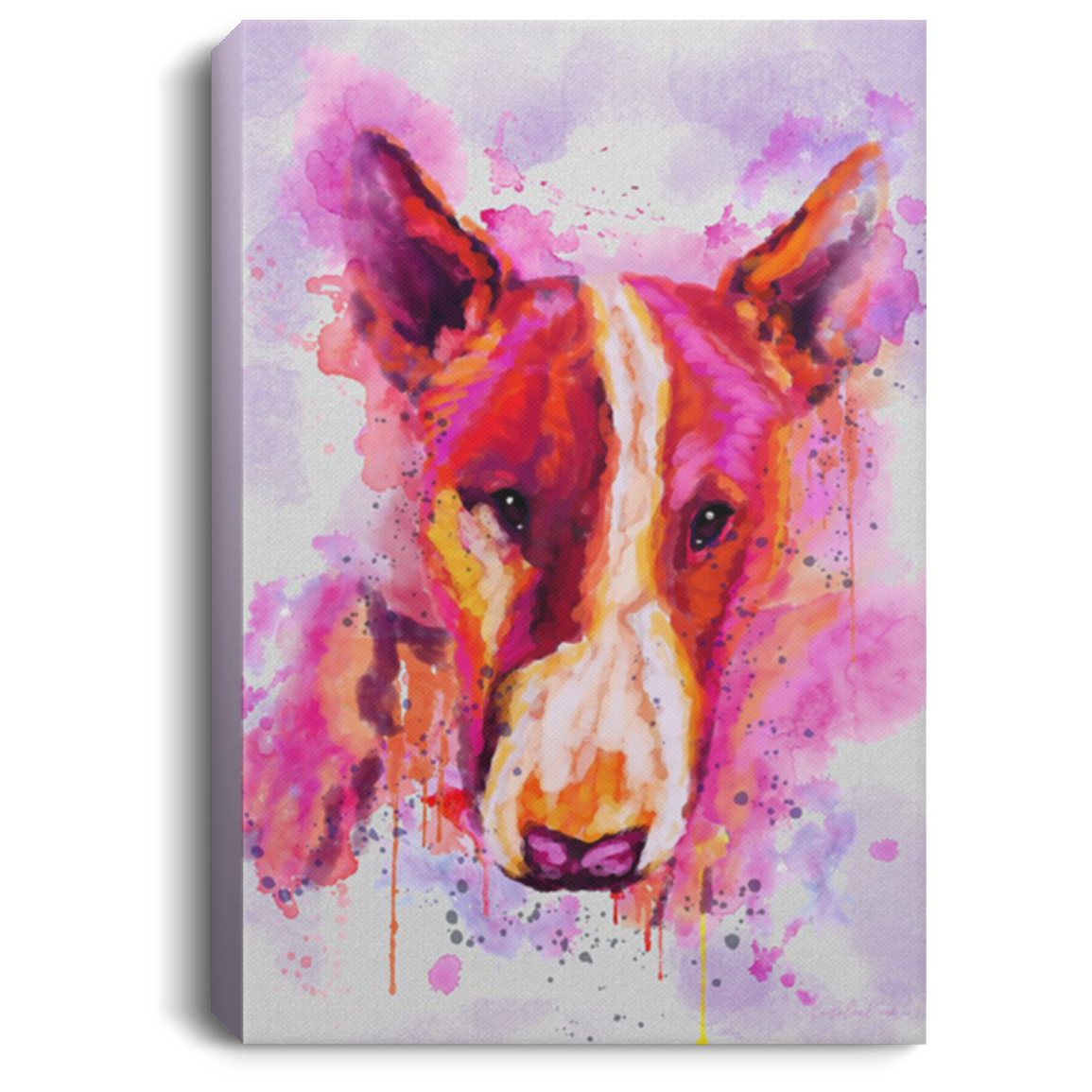 200822H Canvas Poster Custom Bull Terrier Water Color Personalized Gift For Men Women On Birthday Christmas Wrapped Ready To Hang 8x12 12x18 16x24