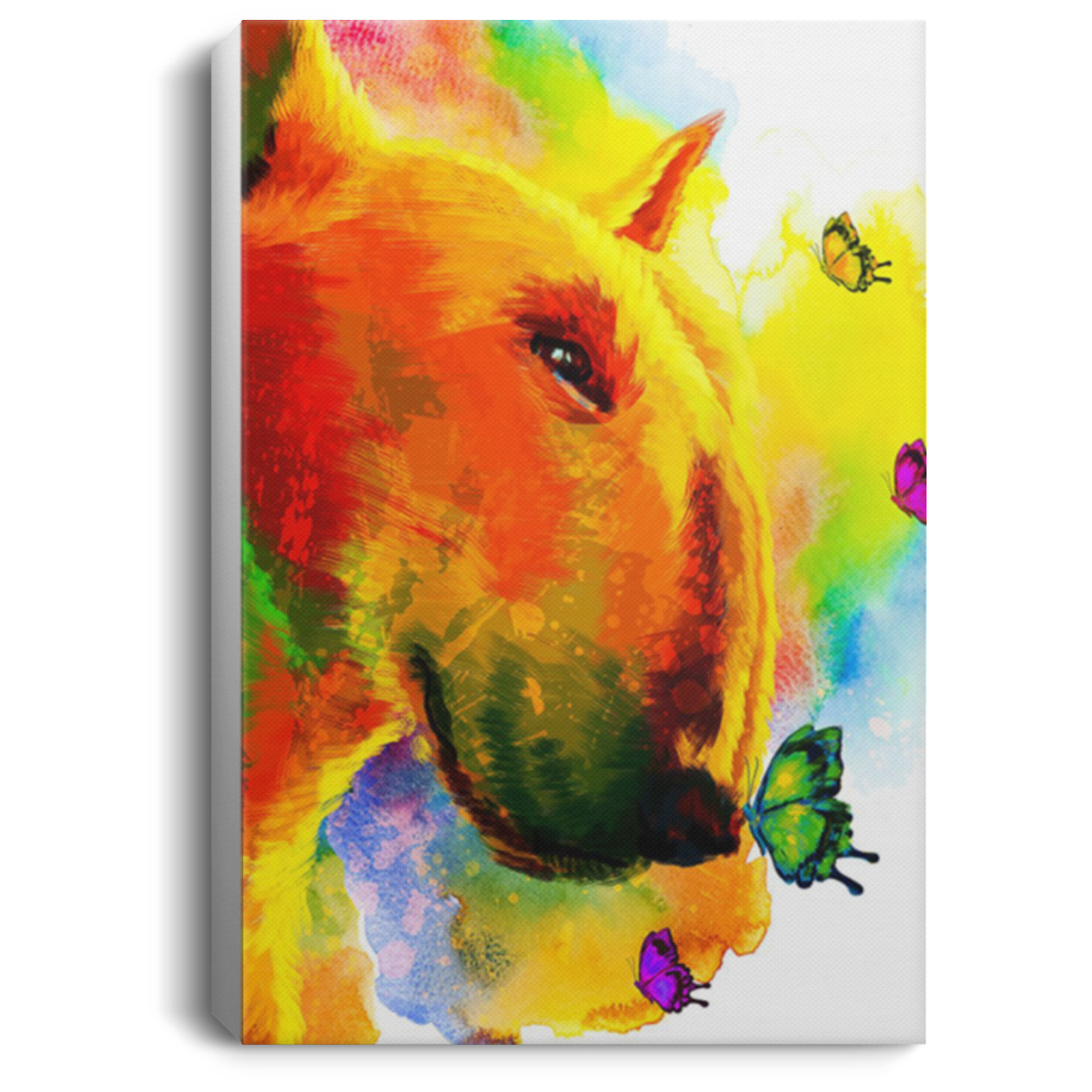 200822H Bull Terrier Butterfly Water Color Wall Art Canvas Prints Funny Gift For Men Women On Birthday Christmas Wrapped Ready To Hang 8x12 12x18 16x24