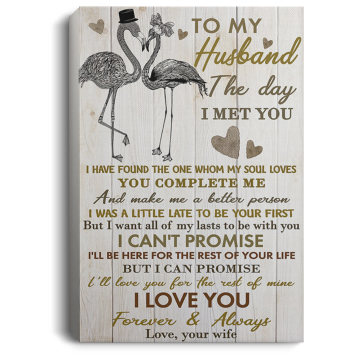 200813BB To My Husband I Have Found The One Whom My Soul Loves Flamingo Family Canvas Art Poster Print From Wife 8x12 12x18 16x24