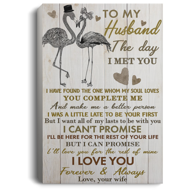 200813BB To My Husband I Have Found The One Whom My Soul Loves Flamingo Family Canvas Art Poster Print From Wife 8x12 12x18 16x24