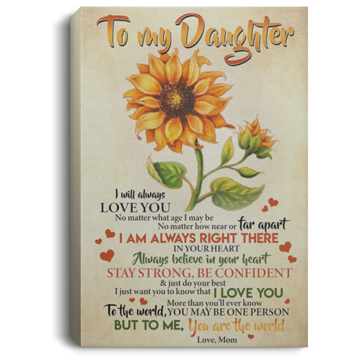 200813BB To My Daughter From Mom Sunflower Quote Posters Canvas Wall Art Perfect Birthday Christmas Ideas Great Gift Decoration 8x12 12x18 16x24