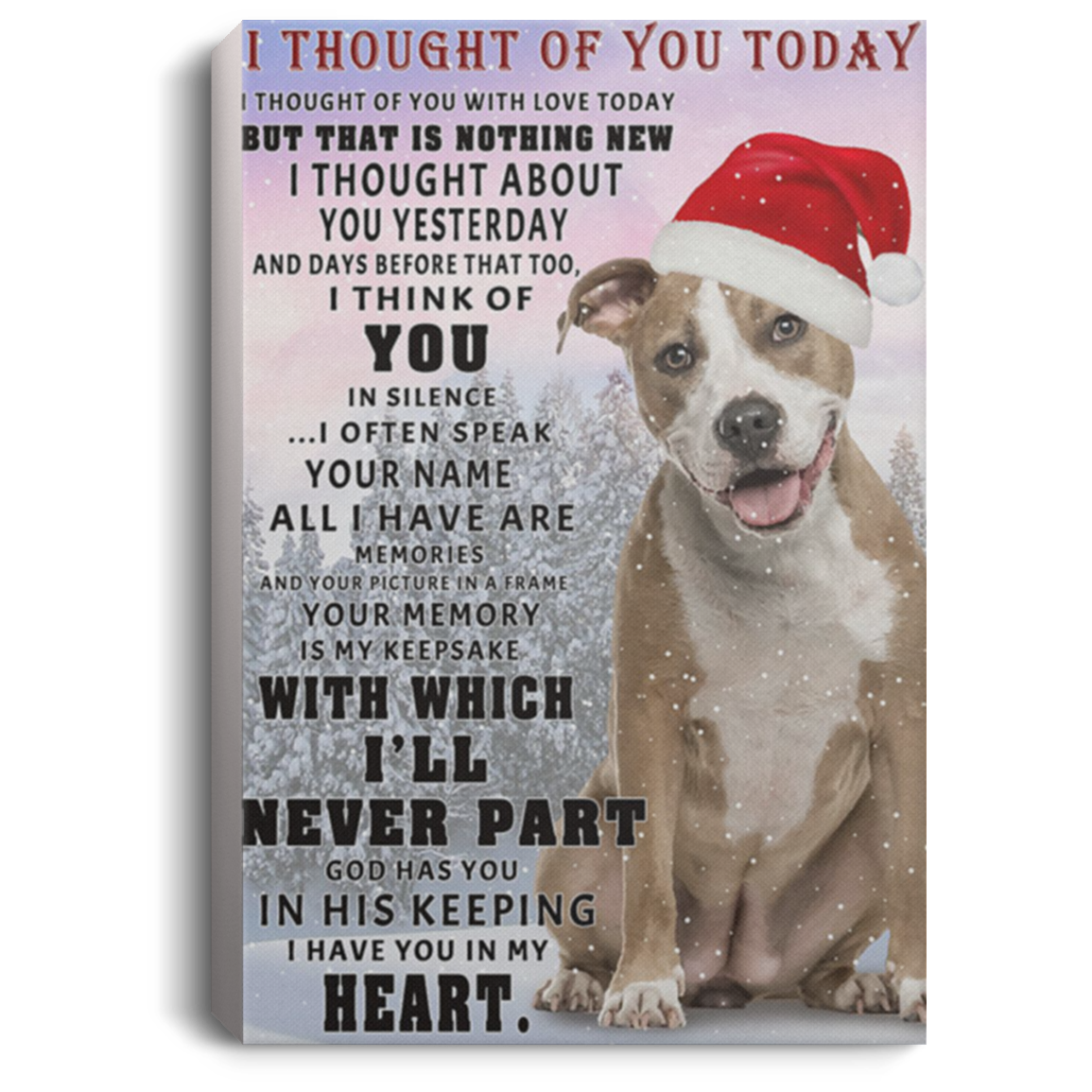 200822H Pitbull Thought Of You Today Dog Pet Art Posters Inspirational Canvas Wall Art 8x12 12x18 16x24