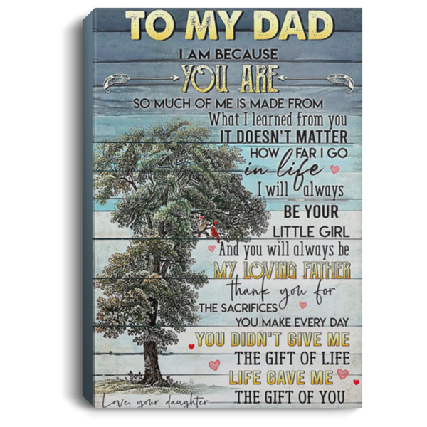 200813BB Family Canvas Wall Art Tree To My Dad From Daughter Perfect Birthday Christmas Ideas Great Gift Decoration 8x12 12x18 16x24