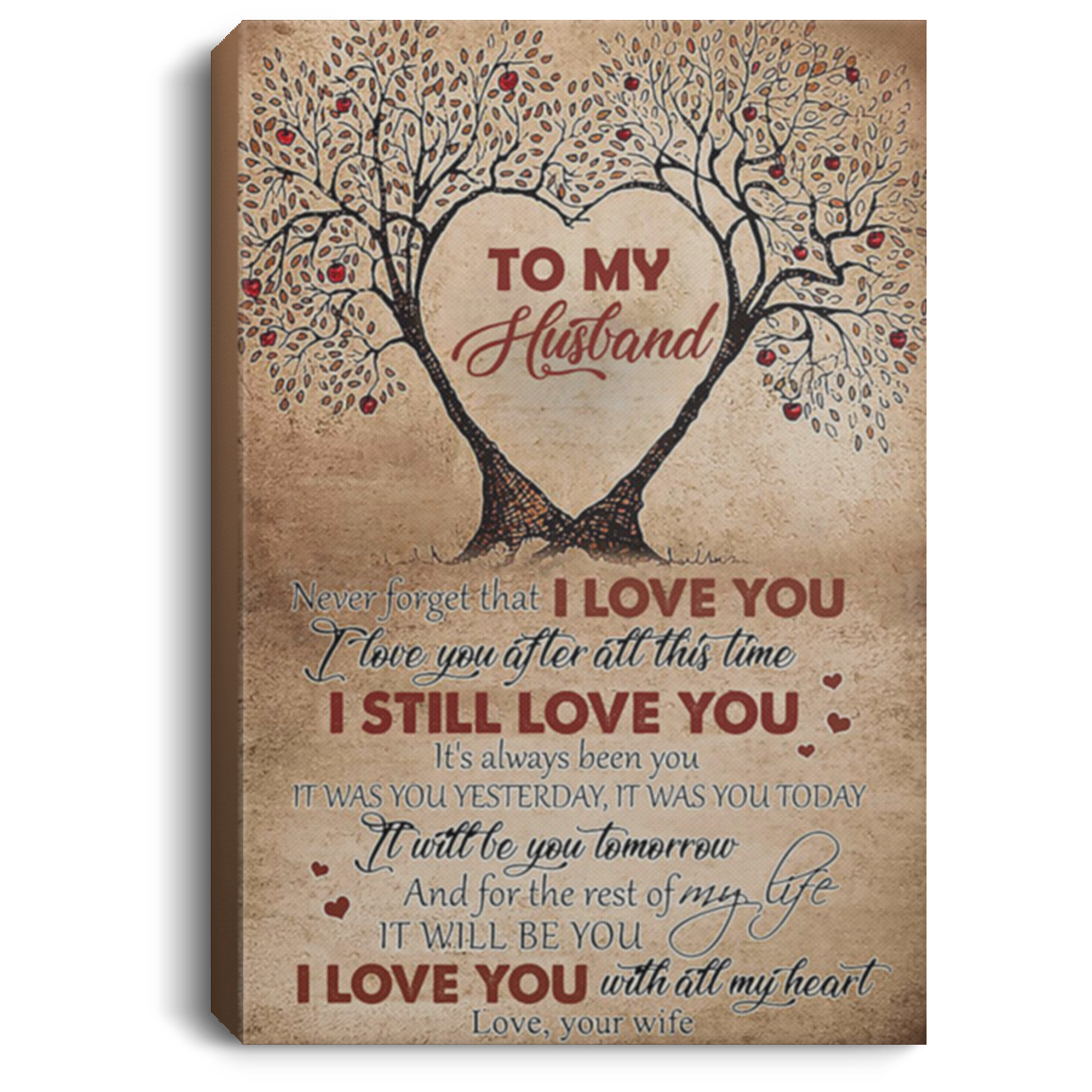 200813BB Canvas Framed Wood Tree To My Husband From Wife Awesome Birthday Anniversary Christmas Ideas Great Gift Decoration 8x12 12x18 16x24