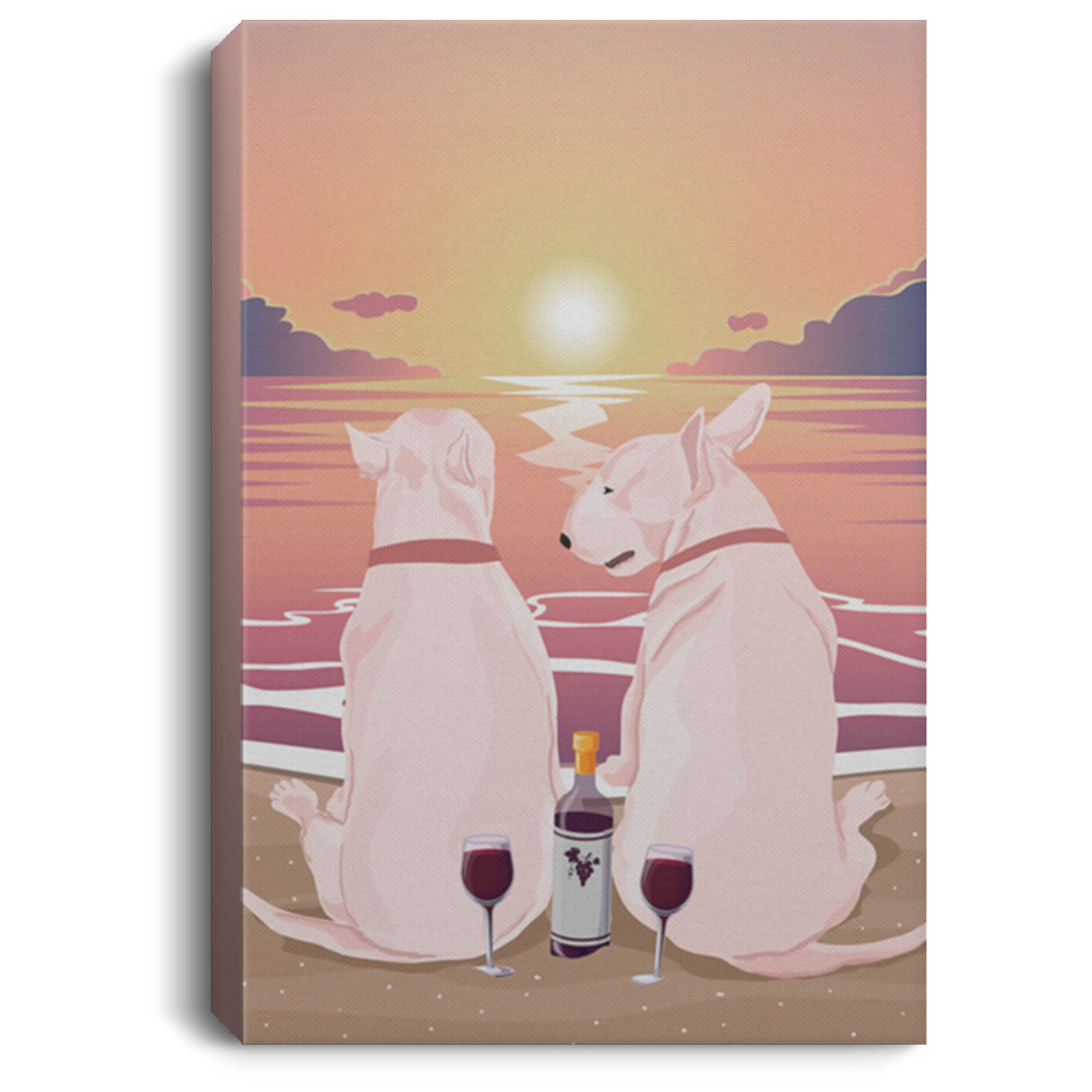 200822H Bull Terrier Beach And Wife Canvas Art Wall Decor Funny Gift For Men Women On Birthday Christmas Wrapped Ready To Hang 8x12 12x18 16x24