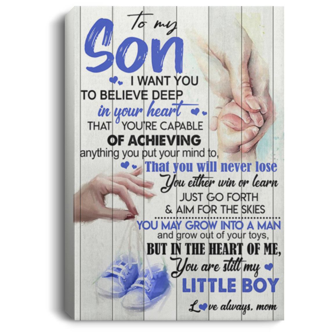 200813BB To My Son From Mom Gallery Wrapped Canvas Poster Awesome Birthday Christmas Ideas Great Gift Decoration 8x12 12x18 16x24
