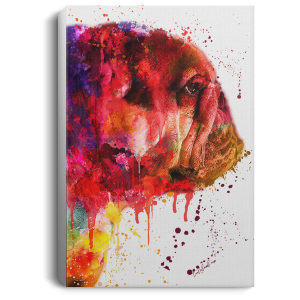 200822H Canvas Wall Art Picture Bulldog Water Colorful Funny Gift For Men Women On Birthday Christmas Wrapped Ready To Hang 8x12 12x18 16x24