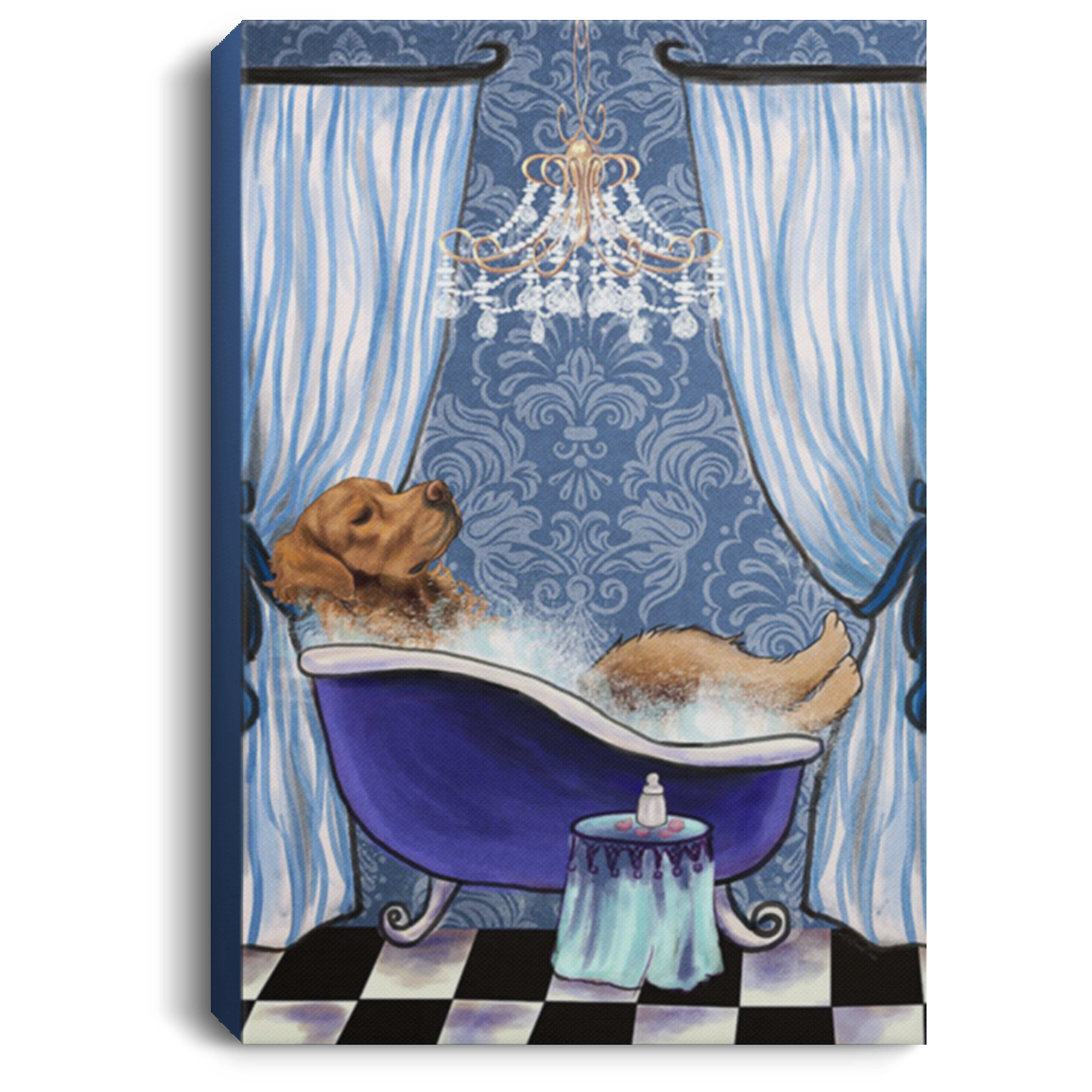 200825G Dog Canvas Custom Golden Retriever Bathroom Wrapped Ready To Hang 8x12 12x18 16x24 Best Birthday Christmas Gag Gift For Men Women