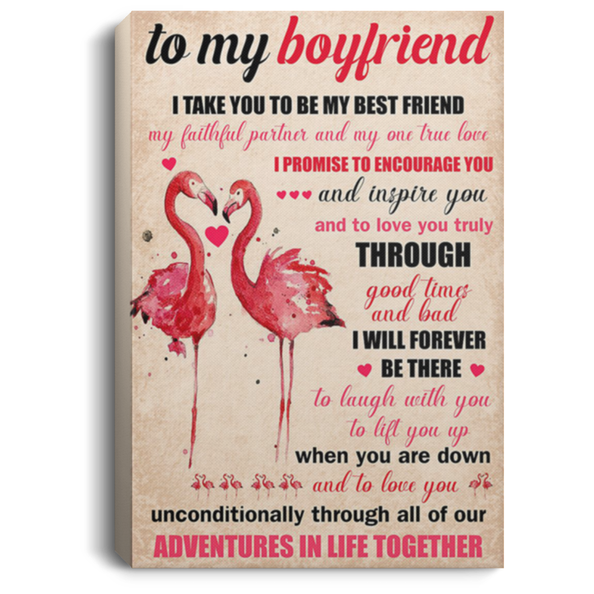 200813BB Gallery Wrapped Canvas Prints Boyfriend I Take You To Be My Best friend My Faithful Partner And My One True Love Flamingo Poster 8x12 12x18 16x24