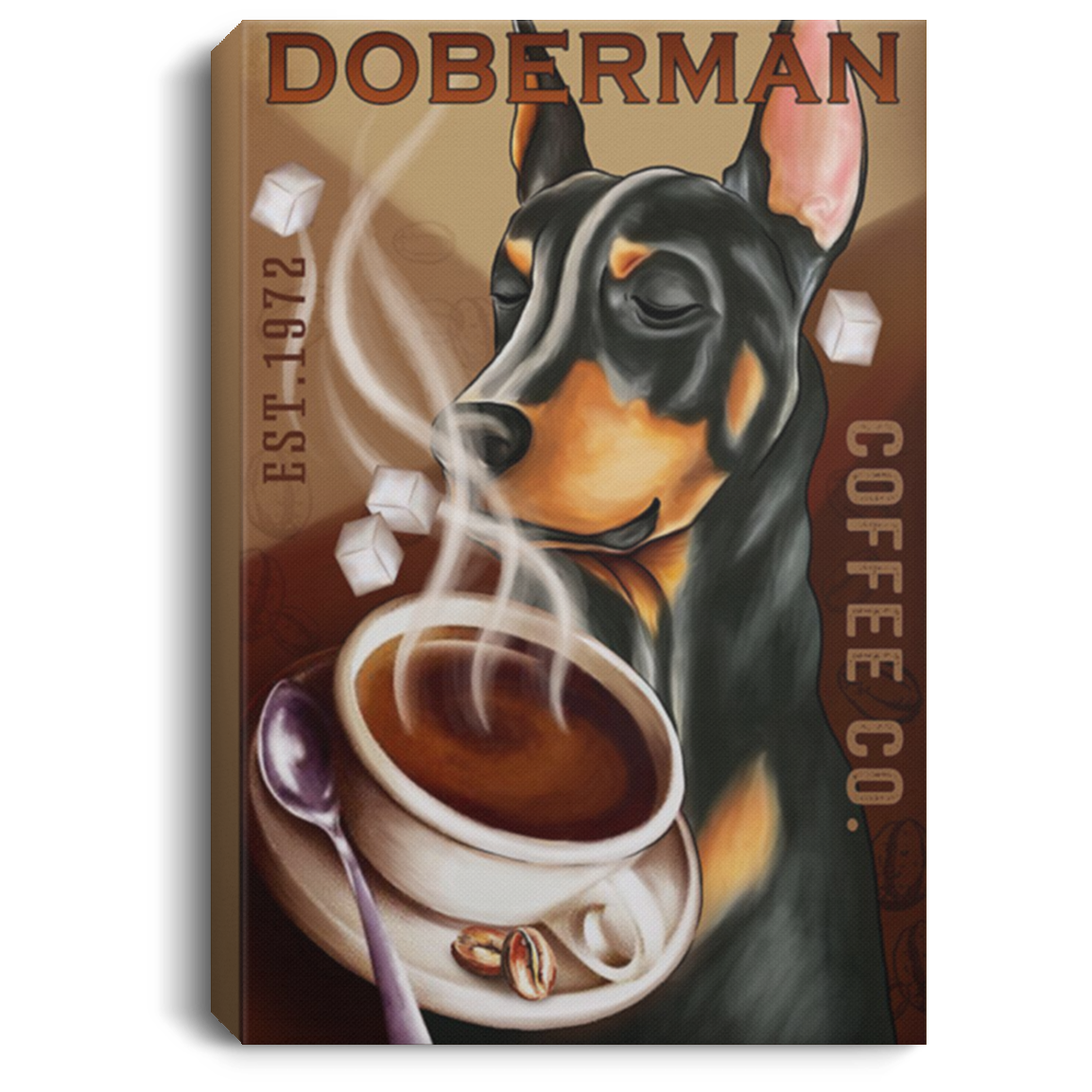 200825G Black Doberman Dog Canvas Wall Art Large Wrapped Ready To Hang Perfect Birthday Anniversary Christmas Gag Gift For Men Women 8x12 12x18 16x24