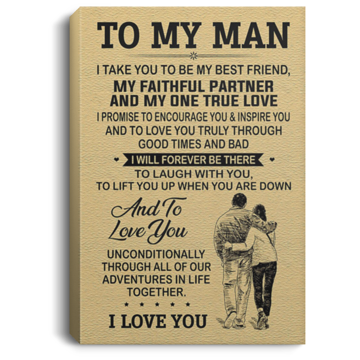 200813BB To My Man Wrapped Framed Canvas Print Poster Perfect Birthday Christmas Ideas Great Gift Decoration 8x12 12x18 16x24