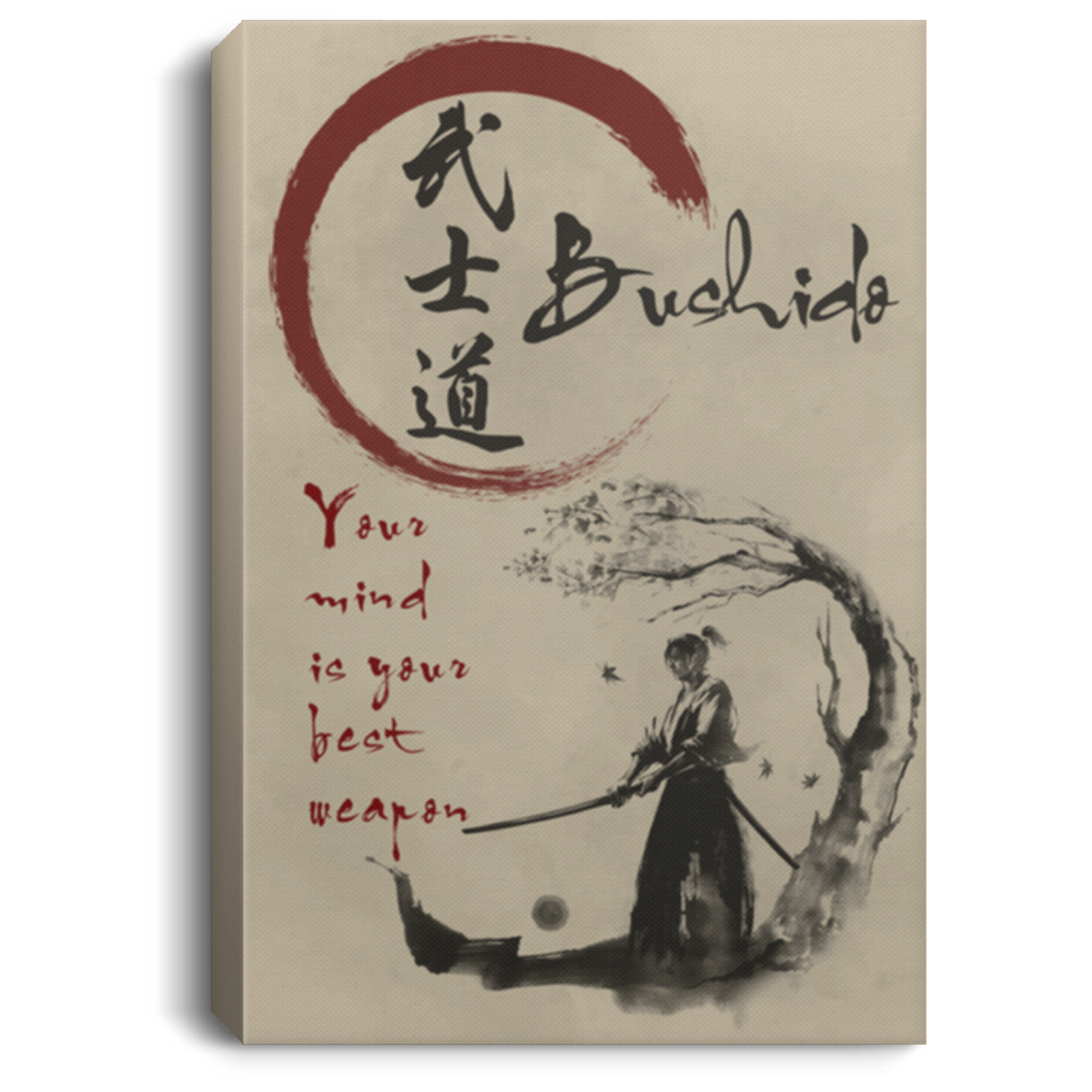 AAA200704 Bushido Samurai Canvas Wall Art Inspirational Quotes Your Mind Is Your Best Weapon 8x12 12x18 16x24