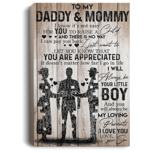 200813BB Daddy & Mommy Family Inspirational Wall Art Canvas From Son Awesome Birthday Christmas Ideas Great Gift Decoration 8x12 12x18 16x24