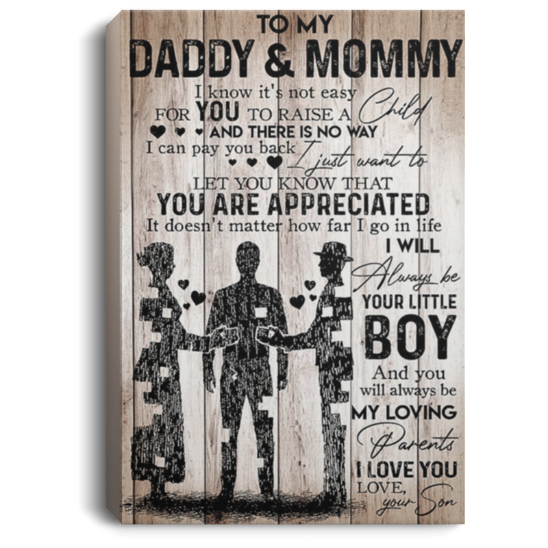 200813BB Daddy & Mommy Family Inspirational Wall Art Canvas From Son Awesome Birthday Christmas Ideas Great Gift Decoration 8x12 12x18 16x24