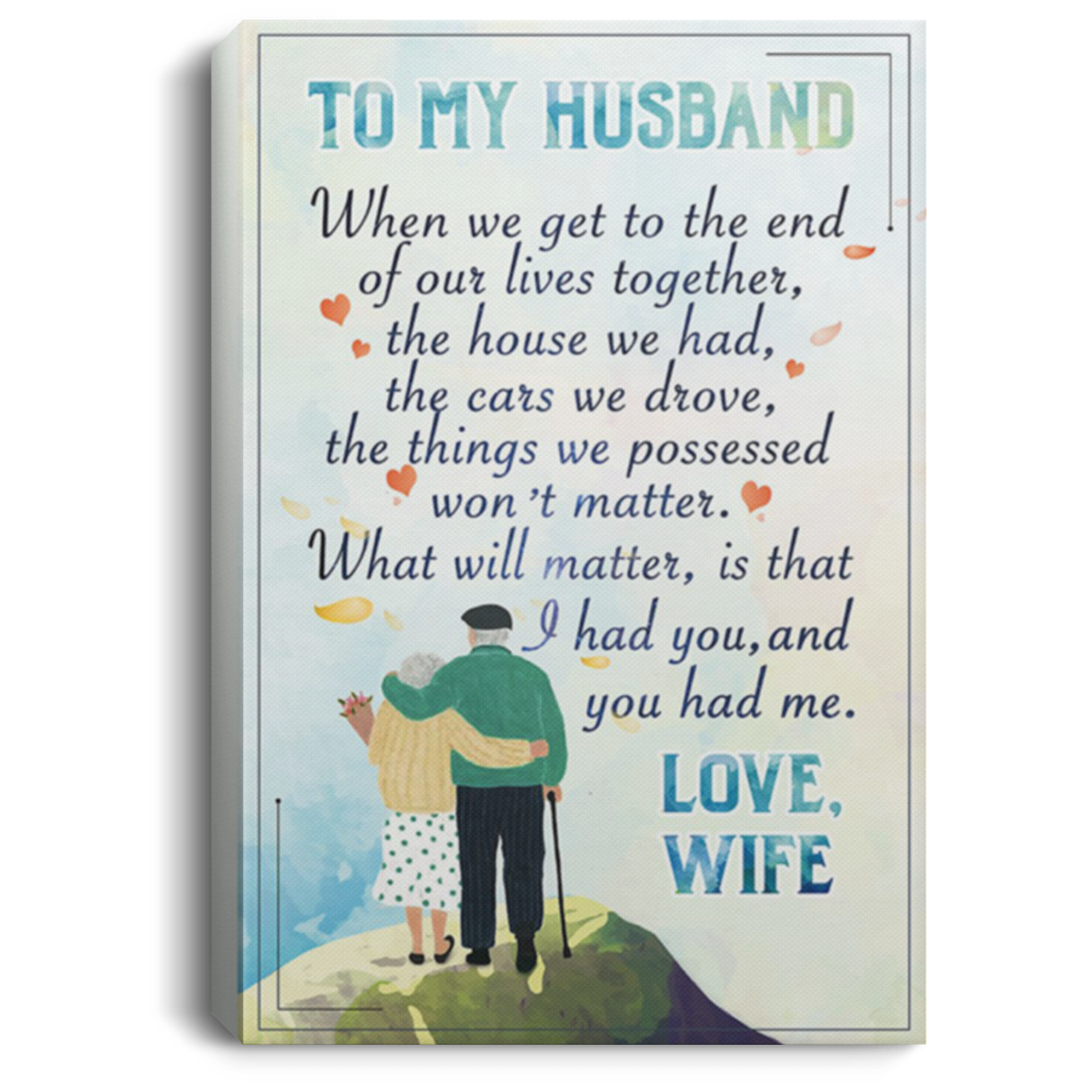 200813BB To My Husband Love Wife Gallery Wrapped Framed Canvas Perfect Birthday Christmas Ideas Great Gift Decoration 8x12 12x18 16x24