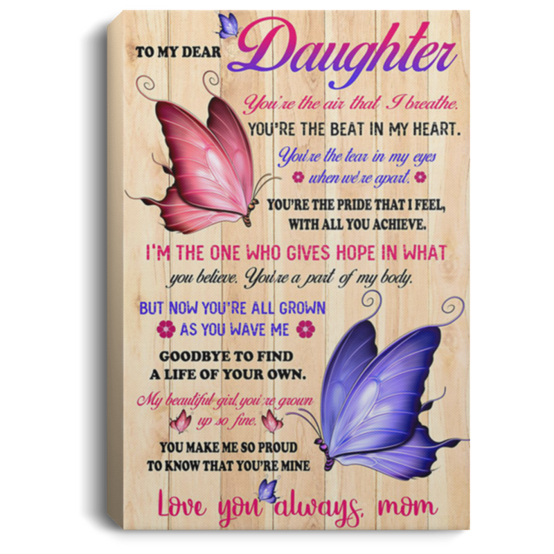 200813BB Butterfly Daughter Wall Art Canvas Bedroom - You're The Air That I Breathe The Beat In My Heart Poster Gift From Mom