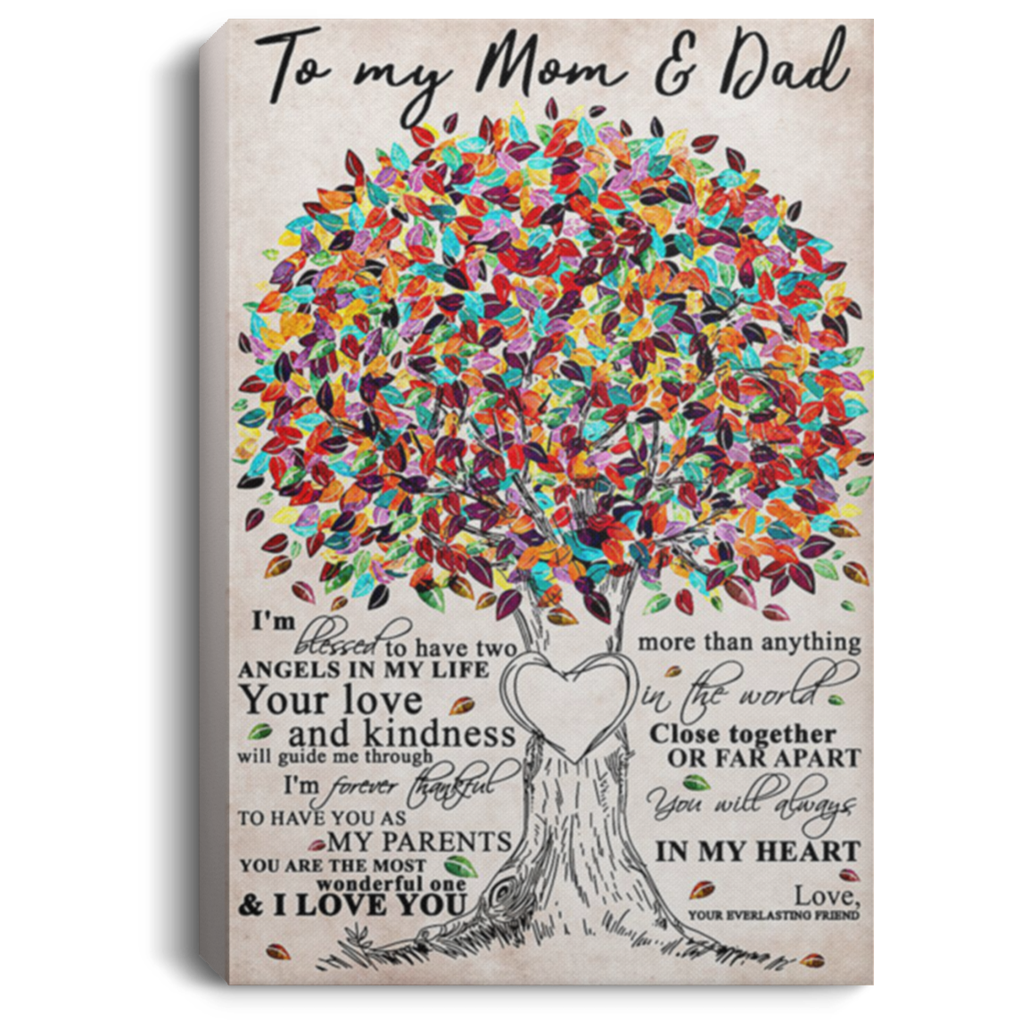 200813BB To My Mom & Dad Canvas Wall Art Tree For Living Room Bedroom Awesome Birthday Christmas Ideas Great Gift Decoration 8x12 12x18 16x24