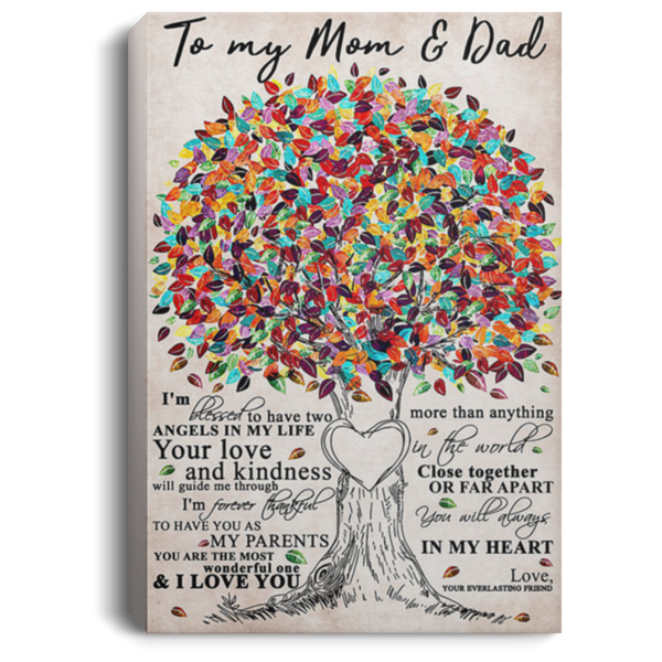 200813BB To My Mom & Dad Canvas Wall Art Tree For Living Room Bedroom Awesome Birthday Christmas Ideas Great Gift Decoration 8x12 12x18 16x24