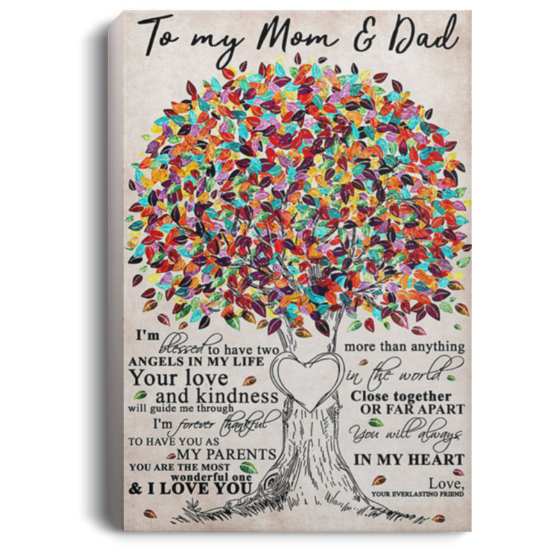 200813BB To My Mom & Dad Canvas Wall Art Tree For Living Room Bedroom Awesome Birthday Christmas Ideas Great Gift Decoration 8x12 12x18 16x24