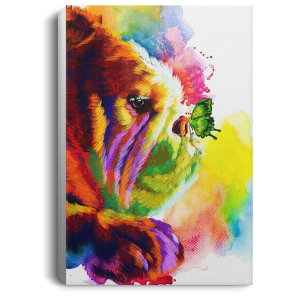 200822H Wall Art Canvas Home Bulldog Water Colorful Funny Gift For Men Women On Birthday Christmas Wrapped Ready To Hang 8x12 12x18 16x24