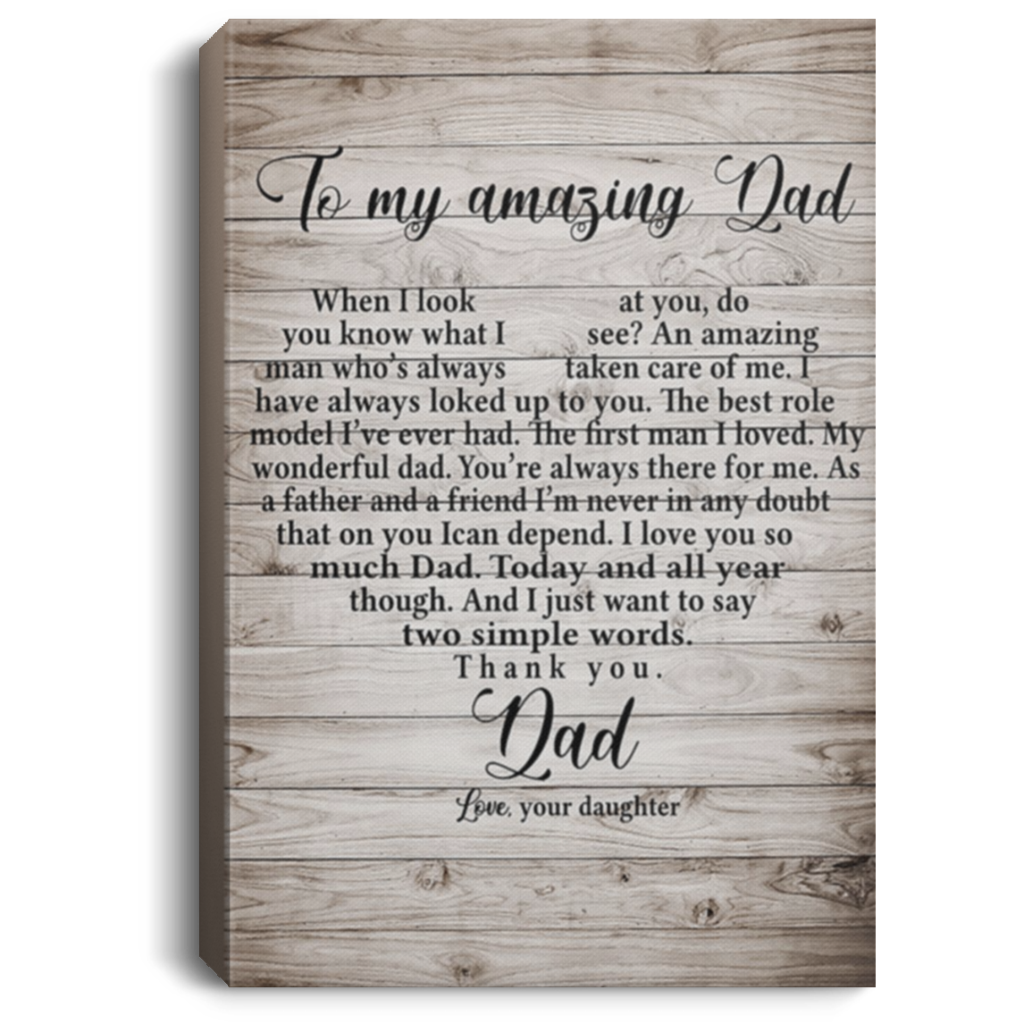 200813BB Canvas Poster Print To My Amazing Dad From Daughter Awesome Birthday Anniversary Christmas Ideas Great Gift Decoration 8x12 12x18 16x24