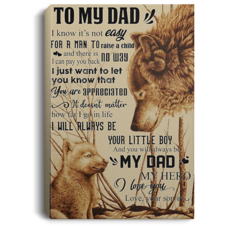 200813BB Wolf Dad Wrapped Framed Canvas Wall Art From Son Awesome Birthday Christmas Ideas Great Gift Decoration 8x12 12x18 16x24