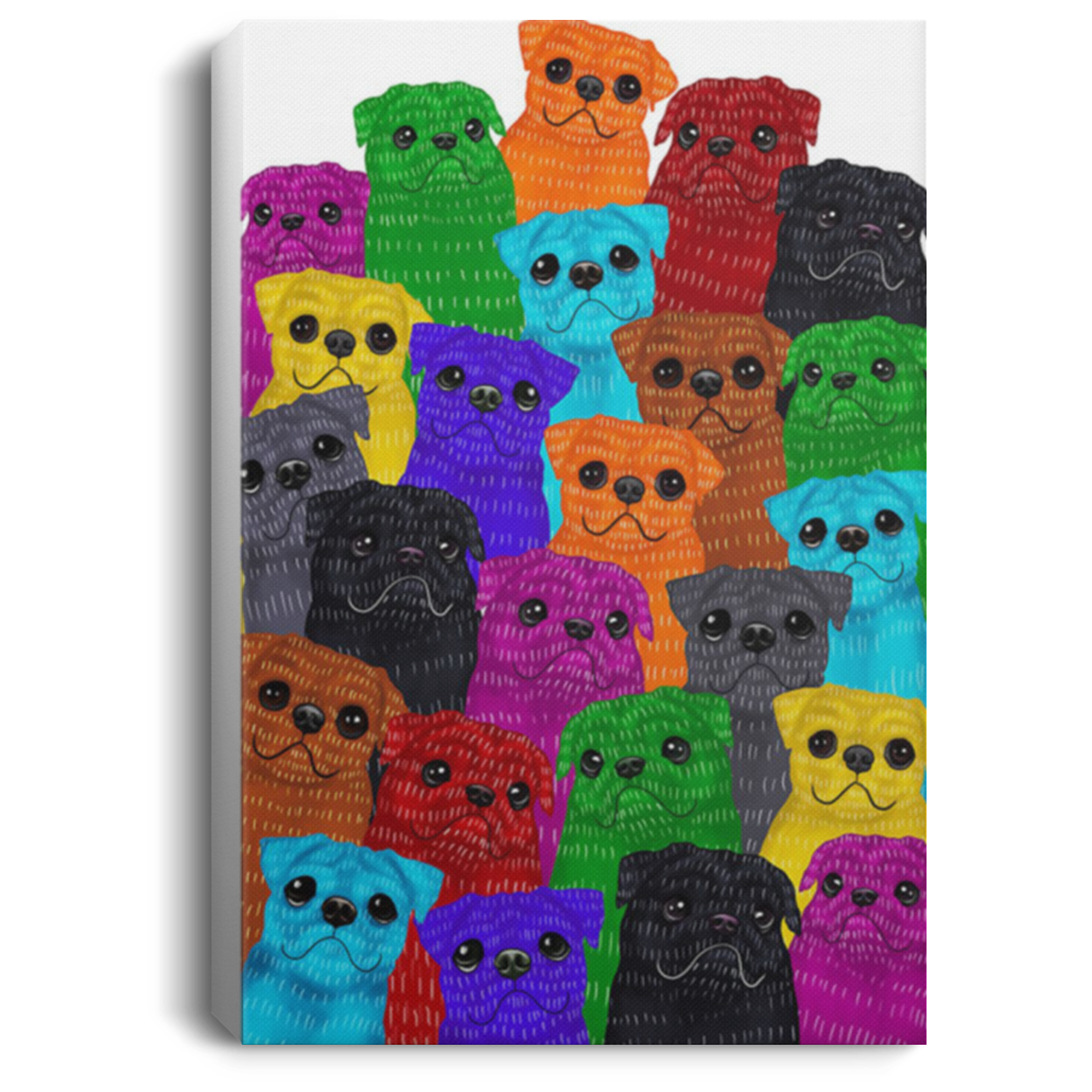 200822H Wall Art Canvas Custom Pug Dog Multi Prints Decor Bedroom Living Room Office Wrapped Ready To Hang 8x12 12x18 16x24