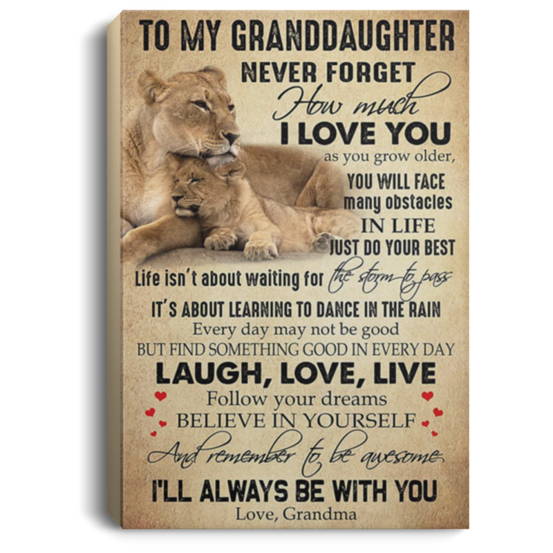 200813BB Canvas Poster Custom Lion To My Granddaughter From Grandma Awesome Birthday Anniversary Christmas Ideas Great Gift Decoration 8x12 12x18 16x24