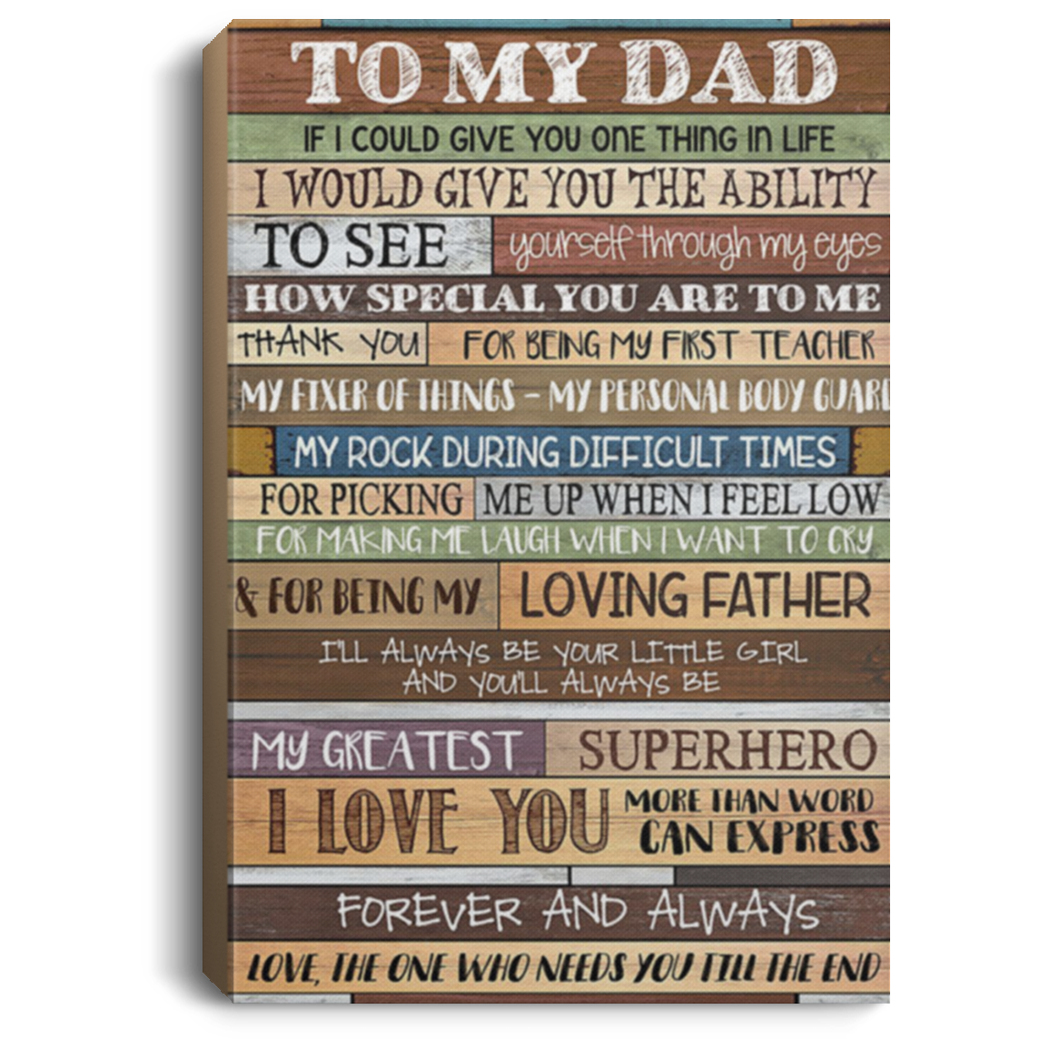 200813BB Gallery Wrapped Canvas Dad From Daughter Perfect Birthday Christmas Ideas Great Gift Decoration 8x12 12x18 16x24