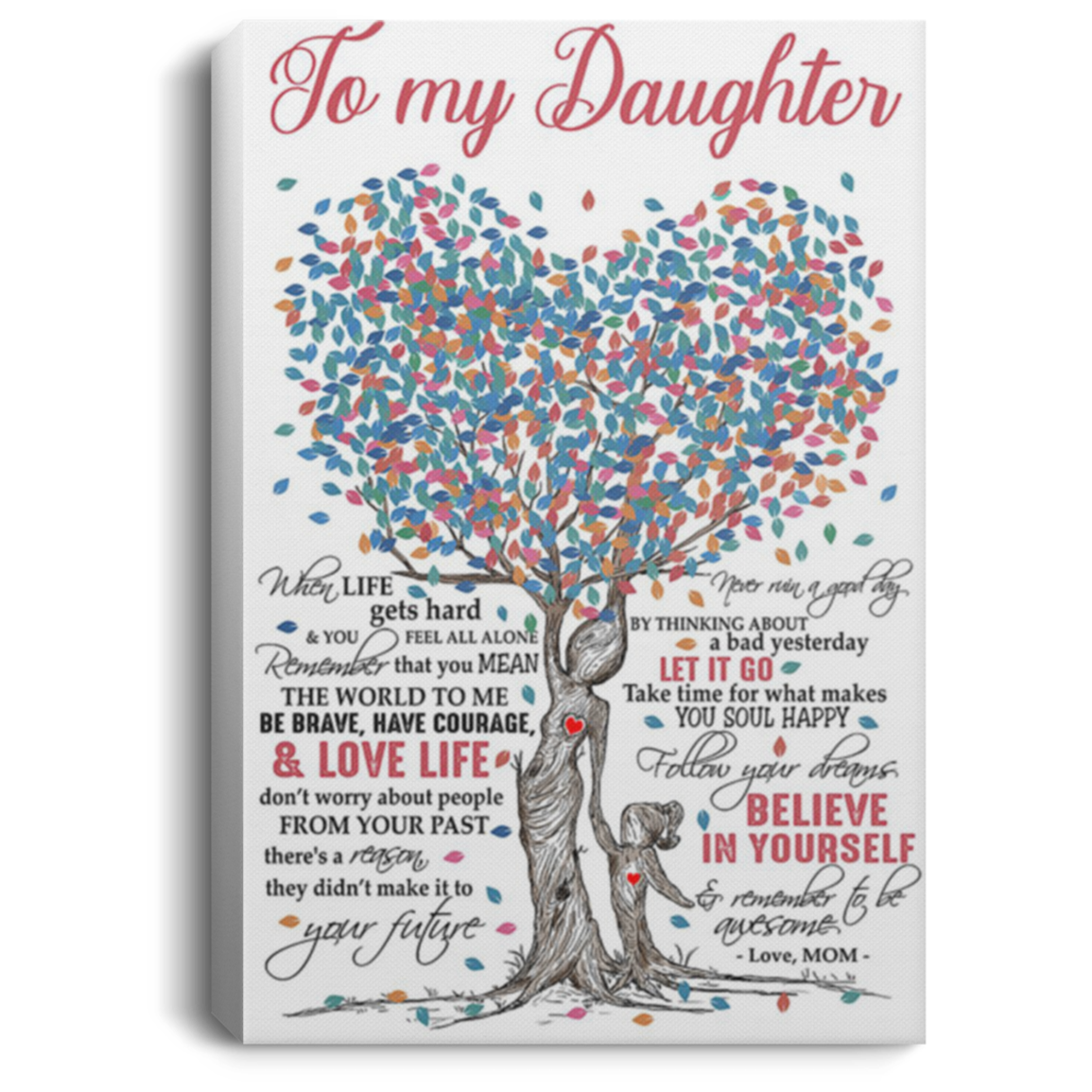200813BB Family Tree Canvas Wall Art Personalized To My Daughter Follow Your Dreams Believe In Yourself & Remember To Be Awesome Poster From 8x12 12x18 16x24
