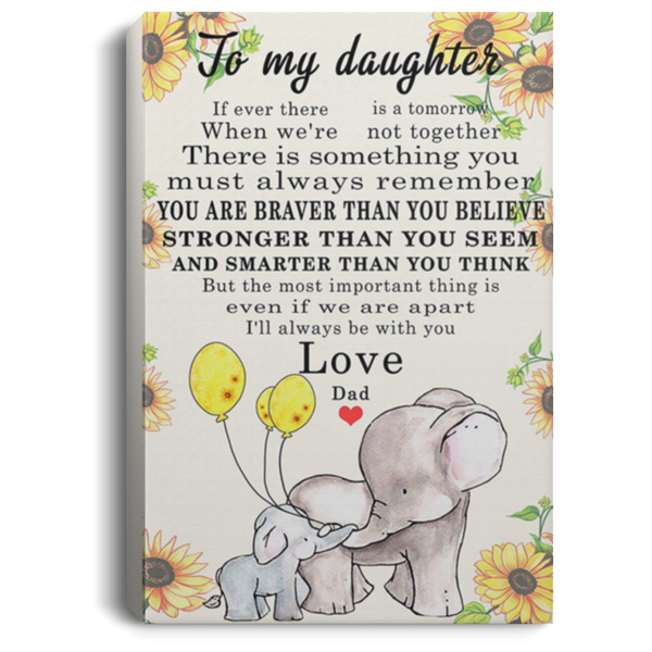 200813BB Daughter Inspiration Canvas Wall Art Elephant Sunflower Canvas Wall Art Inspirational Quotes From Dad 8x12 12x18 16x24