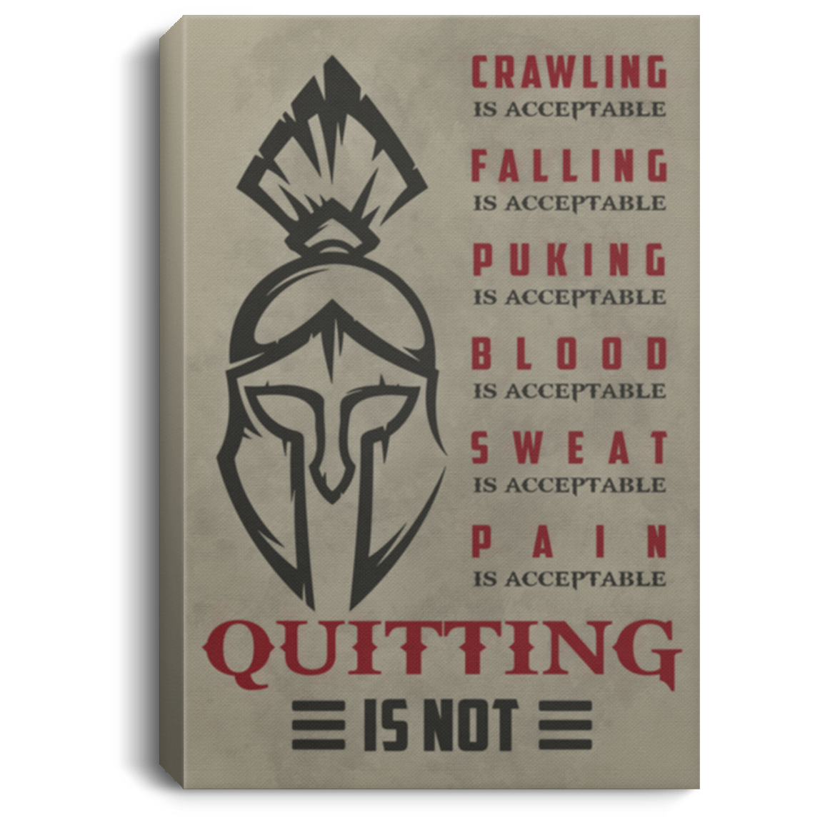 AAA200704 Spartan Vintage Poster Canvas Wall Art Crawling Falling Puking Blood Sweat Pain Is Acceptable Quitting Is Not 8x12 12x18 16x24
