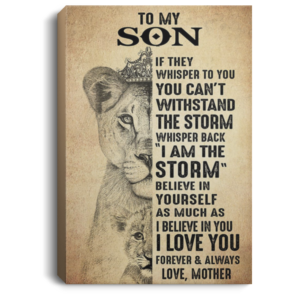 200813BB Lion Mother To Son Canvas Art Wall Decor For Living Room Bedroom - Whisper Back I Am The Storm Poster Gift On Birthday Great Ideas Decoration