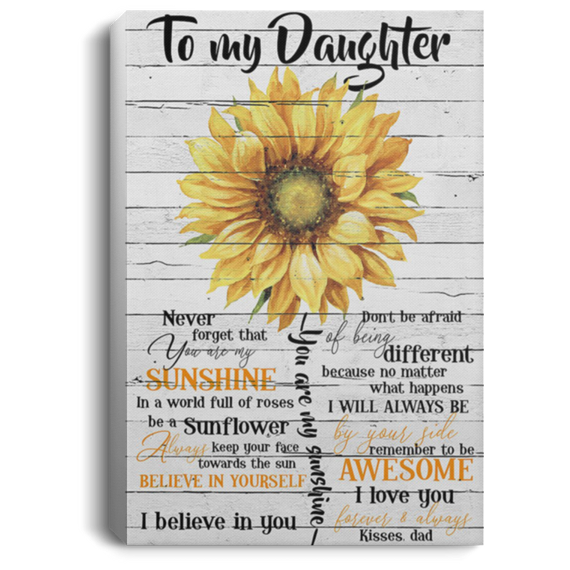 200813BB Wrapped Framed Canvas Poster Sunflower To My Daughter From Dad Perfect Birthday Christmas Ideas Great Gift Decoration 8x12 12x18 16x24