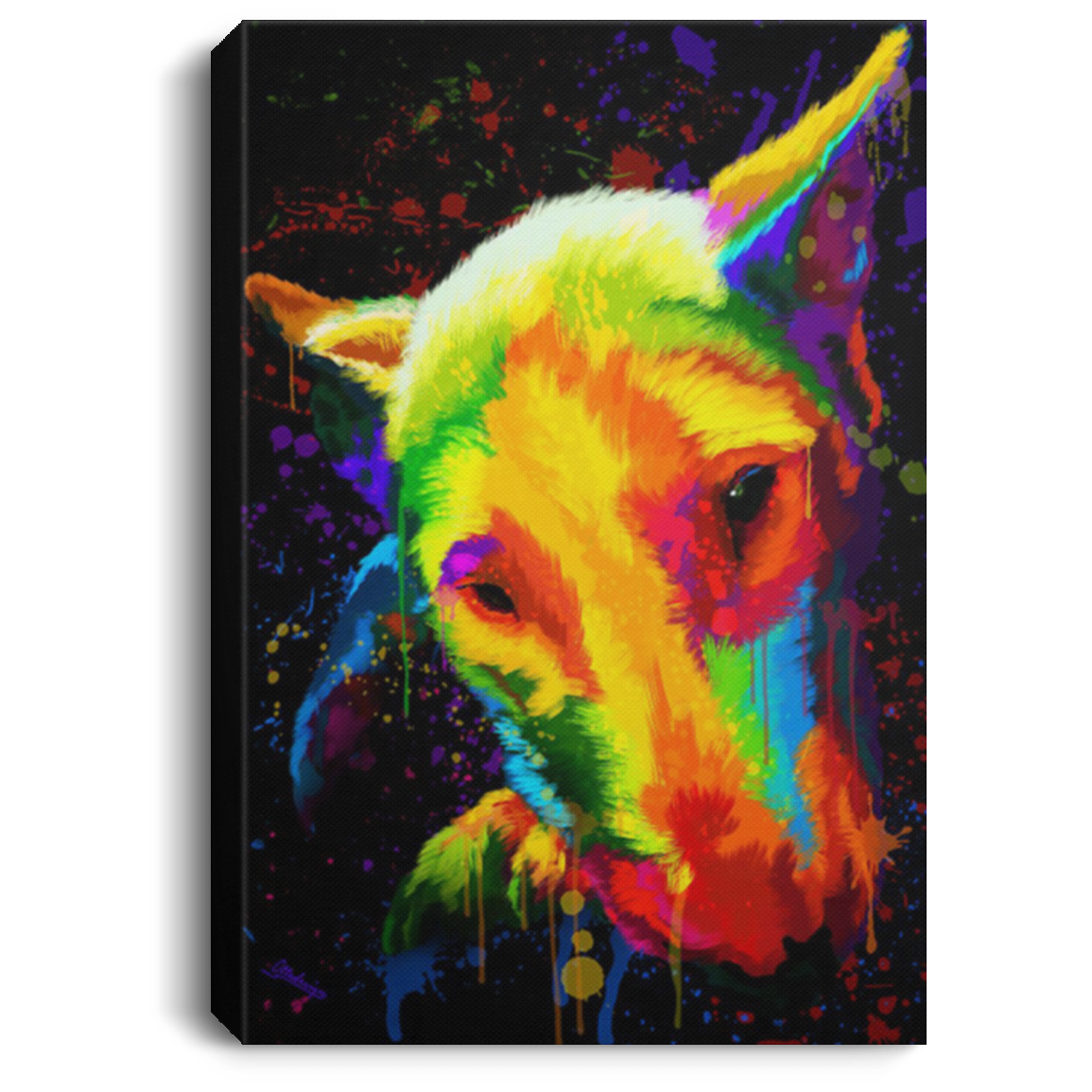 200822H Bull Terrier Water Colorful Canvas Wall Art For Living Room Funny Gift For Men Women On Birthday Christmas Wrapped Ready To Hang 8x12 12x18 16x24