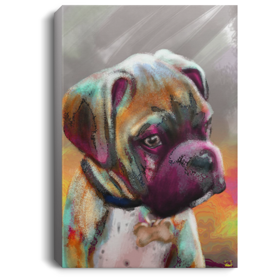 200822H Boxer Dog Canvas Poster Print Picture Personalized Gift For Men Women Wrapped Ready To Hang 8x12 12x18 16x24