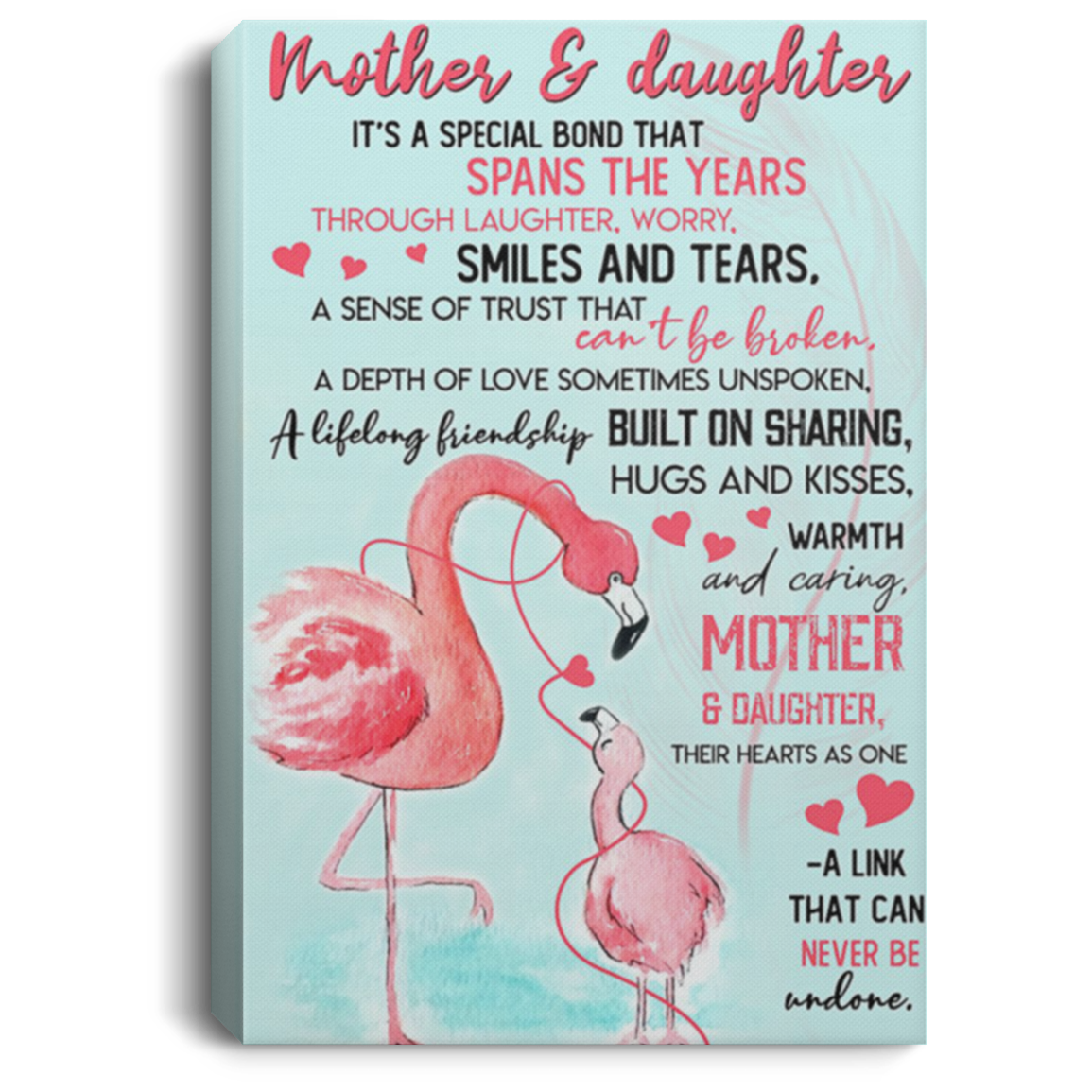 200813BB Mother And Daughter Flamingo Wrapped Framed Canvas Print - Perfect Birthday Christmas Gag Gift For Women 8x12 12x18 16x24